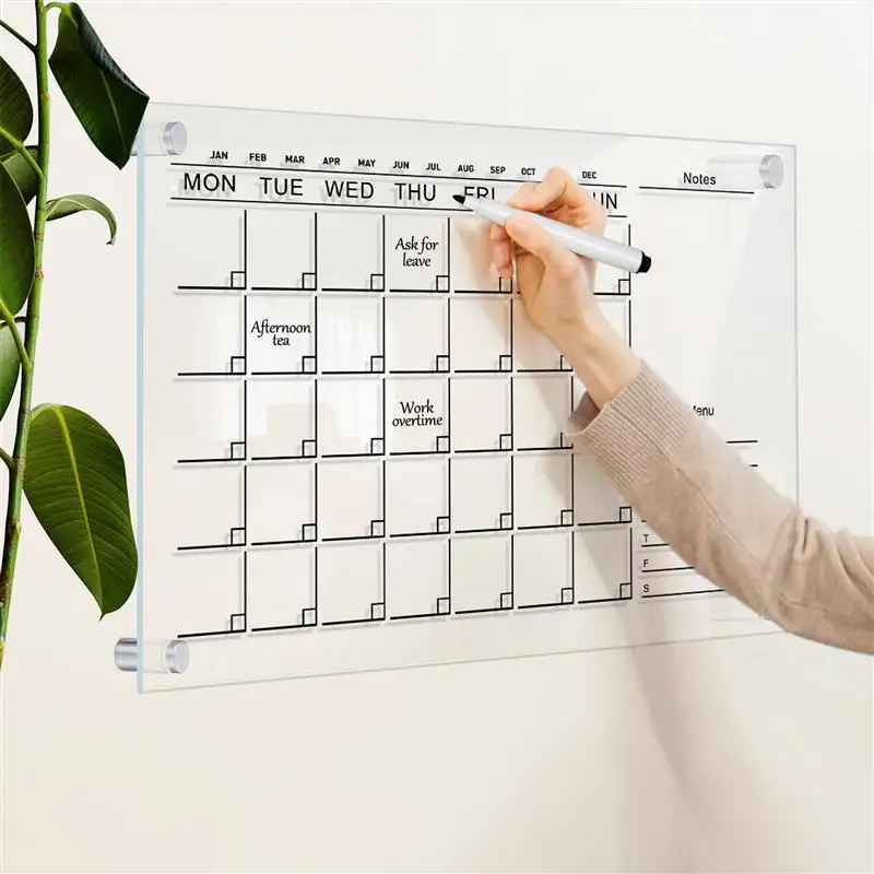 Biała tablica z kalendarzem z przezroczystą tablicą łatwe wymazywanie łatwe wymazywanie kalendarz łatwe wymazywanie tygodniowy kalendarz do szkoły dla dzieci w domu