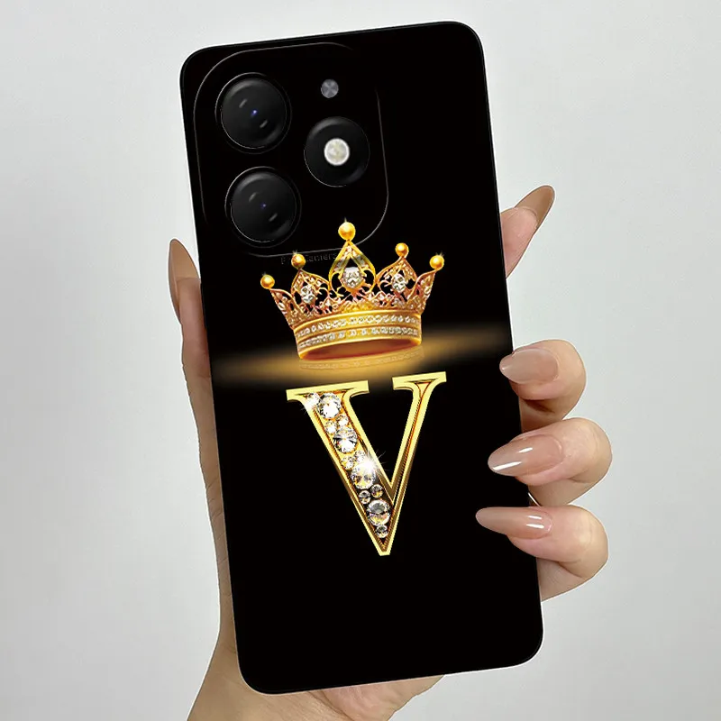 Crown Letter Silicone Soft Phone Case with Camera Protection and Back Cover Bumper