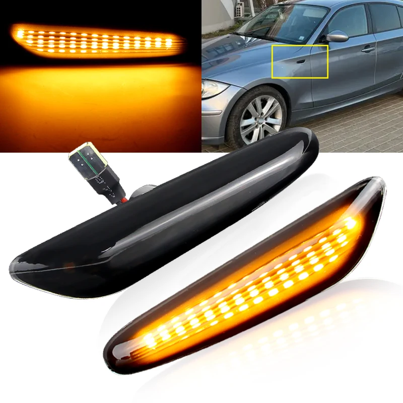 2pcs CANbus smoke LED side marker light indicator turn signal light for BMW 5 series E60 E61 2004-2010 E82 E88 E90 E91 E92 E83