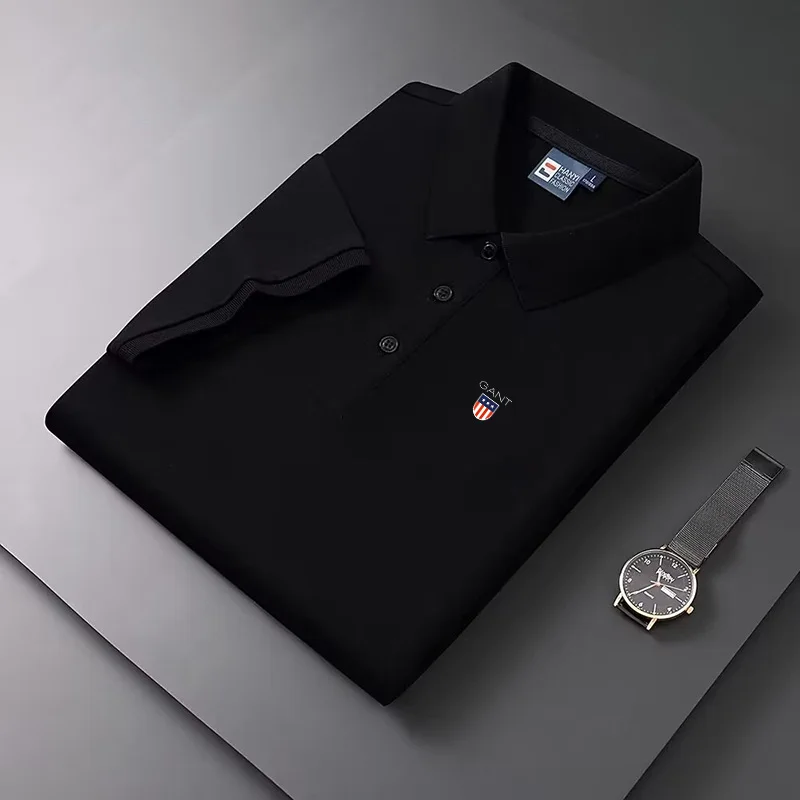 

2024 Summer New Men's Lapel Anti-pillin Polo Shirt Embroidered Short Sleeve Casual Business Fashion Slim Fit Polo Shirt for Men