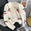 HELIAR 3d Cherry Sweet Cardigan Sweaters Women Casual Elegant Long Sleeve Korean Knit Coat Fall Loose Fashion Design Female Top 1