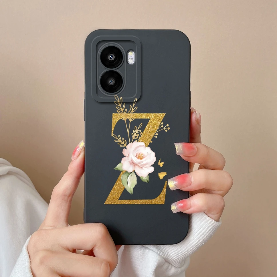 Pretty Flower Letters Liquid Silicone High-Quality Phone Cover