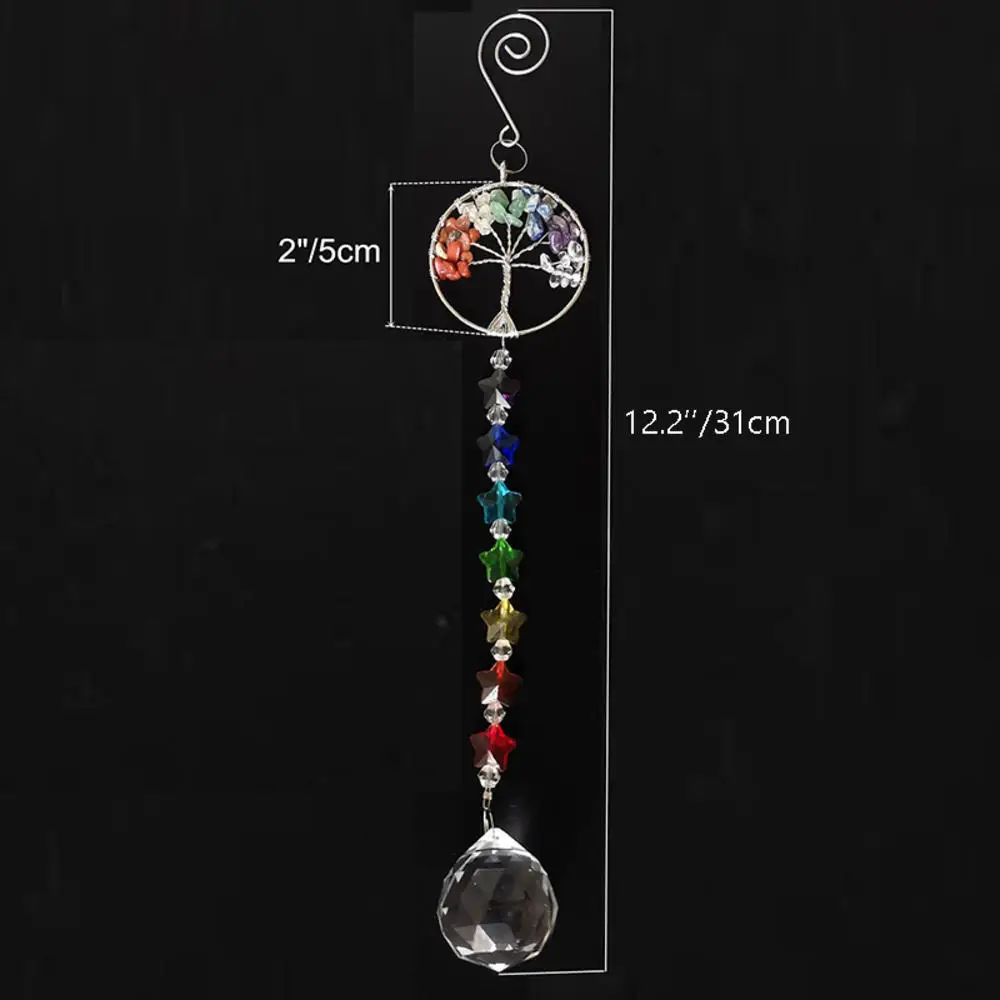 Sun Catcher Tree of life Crystal Ball Prism Pendant Rainbow Maker Hanging Window Ornament Home Garden Decor