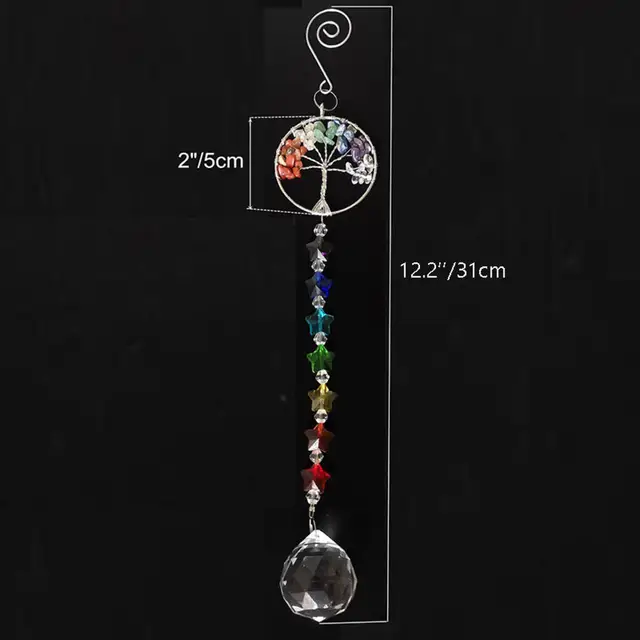 Az Élet Fája Suncatcher Kristálygömb Prizma Medál Szivárványkészítő Lógó Napsütő Drágakövek Ablak Dísz Otthoni Kerti Dekoráció - Image 4