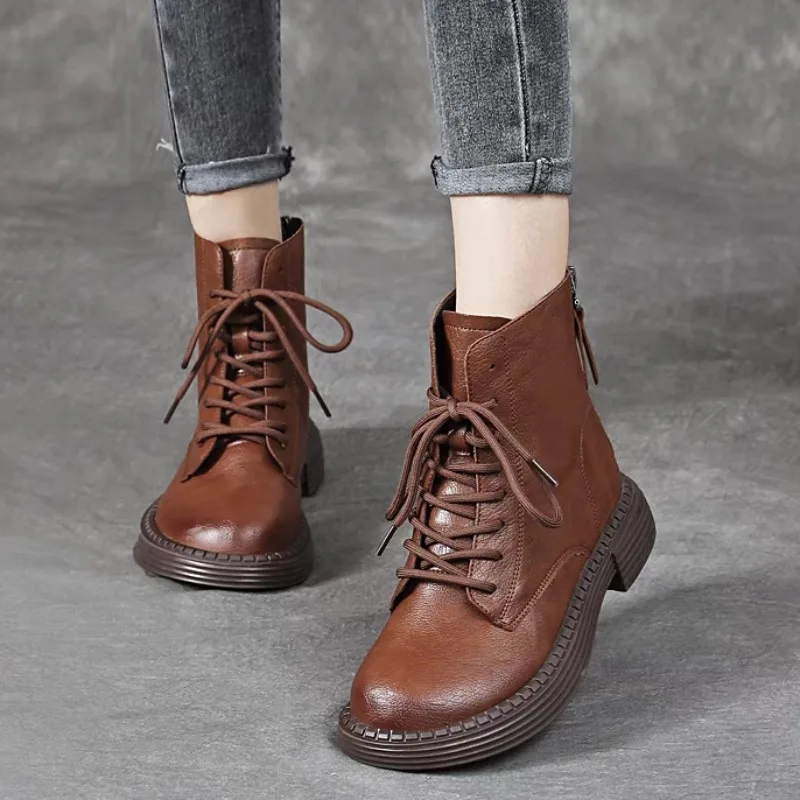 

Женские сапоги до середины икры, универсальные Современные Сапоги на шнуровке, с круглым носком, на квадратном каблуке и молнии, женская обувь, Лидер продаж 2023