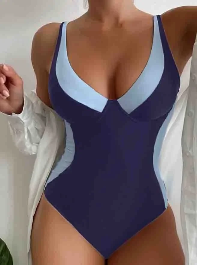 One Piece Swimsuit Women Push Up Padded V-Neck Bathing Suits Bodysuit Beachwear