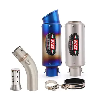 51MM Exhaust Pipe For VOGE Q250 2023 Motorcycle Muffler Escape Mid Link Connect Tube Baffle With DB Killer Stainless Steel