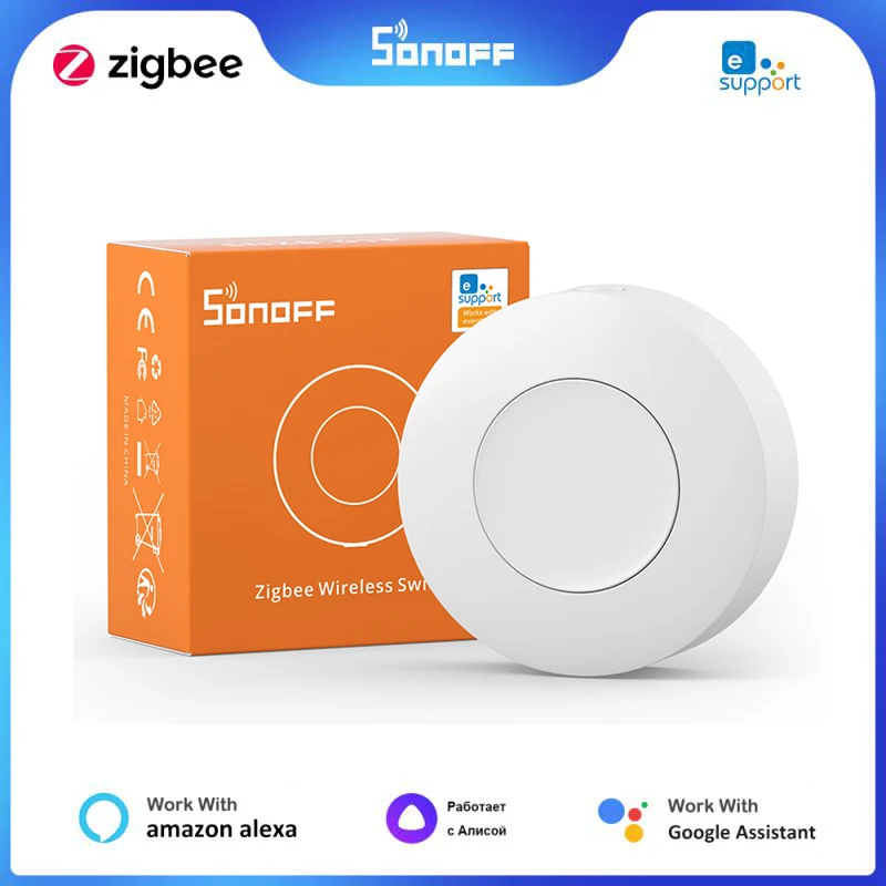 

Беспроводной смарт-выключатель SONOFF SNZB-01P Zigbee для умного дома с уведомлением о низком заряде батареи через приложение eWeLink IFTTT работает с Alexa ZBBridge-P