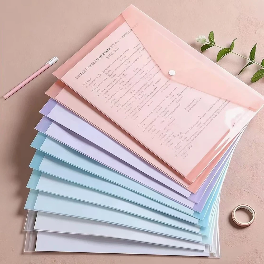 5-50Pcs A4 Transparent Plastic File Folders, Waterproof PP Document Storage Bags - For Student Test Papers & Office Organization 1