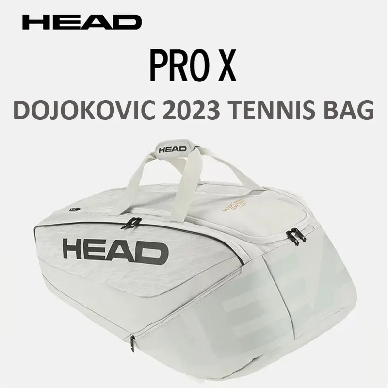 HEAD PRO X Djokovic Tennis Backpack 2023 Spring Summer 6R 9R 12R Racket Space Squash Padel Tennis Bag Shoes Storage Shoulder Bag