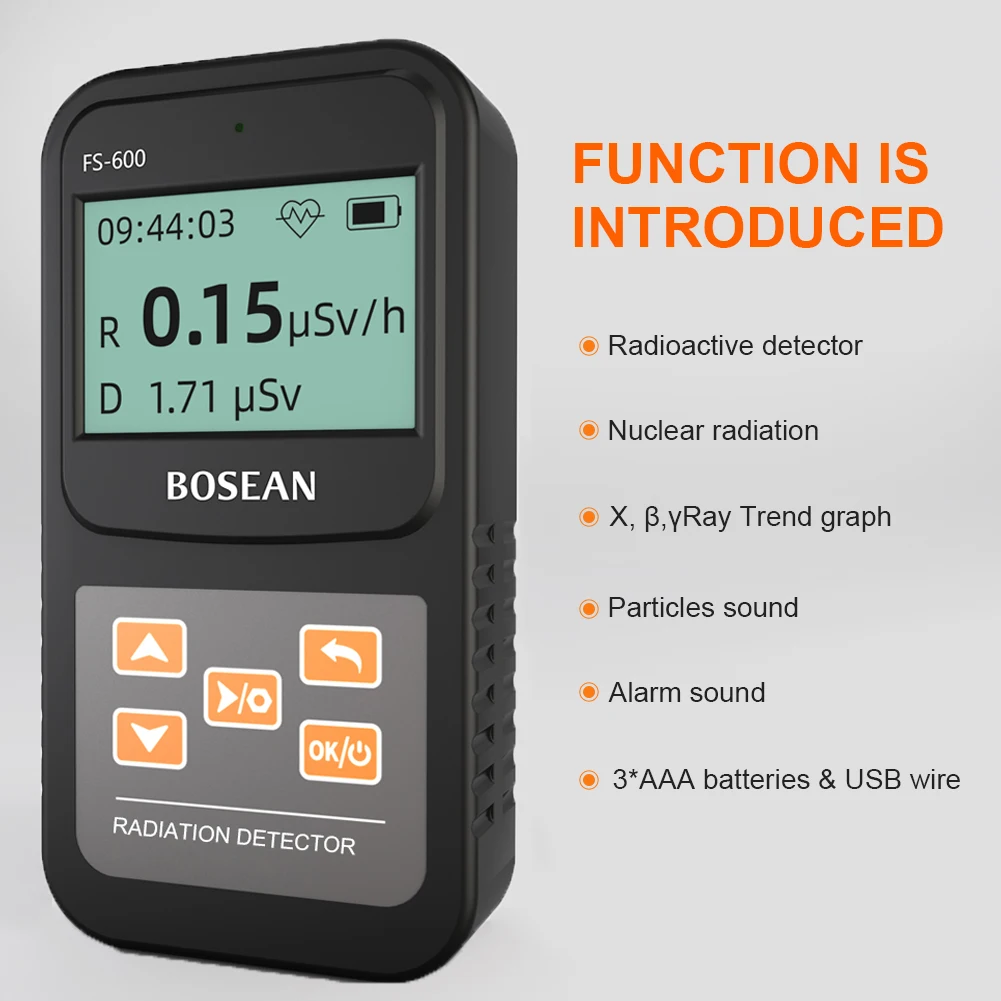 FS-600 Portable USB Nuclear Radiation Detector Geiger Counter Meter Radioactivity Ray X-Ray &gamma;-Ray Radiation Tester Dosimeter