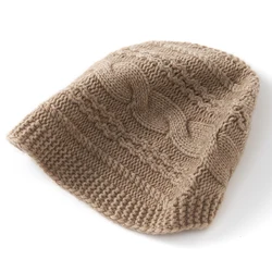 ZYCZCXX Fashion Knitted Hat for Women Winter Soft Keep Warm Cashmere Cap Female Solid Striped Jacquard Skullies Beanies Hats