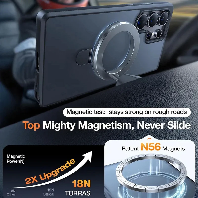 Luxury Matte Translucent Phone Case with Magnetic Metal Ring Bracket Cover