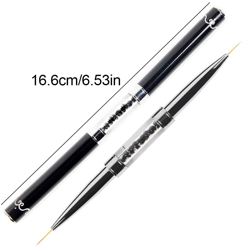1PCS Nails Brushes Double Head Crystal Handle Design Liner Drawing Manicure Brush Acrylic Painting Pen Gel Nail Polish Equipment 6