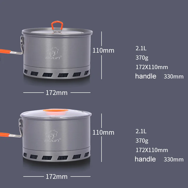 Bulin 2L Aluminum Alloy Ultralight Outdoor Camping Cookware Pot Utensil Cooking Picnic Tableware camping cutlery portable tableware camping cookware portable cutlery outdoor pot titanium tableware