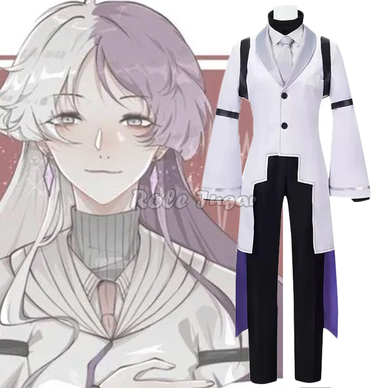 

Anime Bungou Stray Dogs 4th season Sigma Cosplay Costume Men Long White Trench Uniform Suit Halloween Party Stage Show Outfits