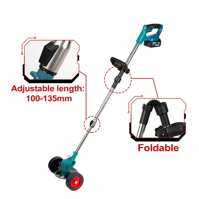 1500W 12000PRM Electric Lawn Mower Cordless Grass Trimmer Length Adjustable Foldable Cutter Garden Tools For Makita 18V Battery 3