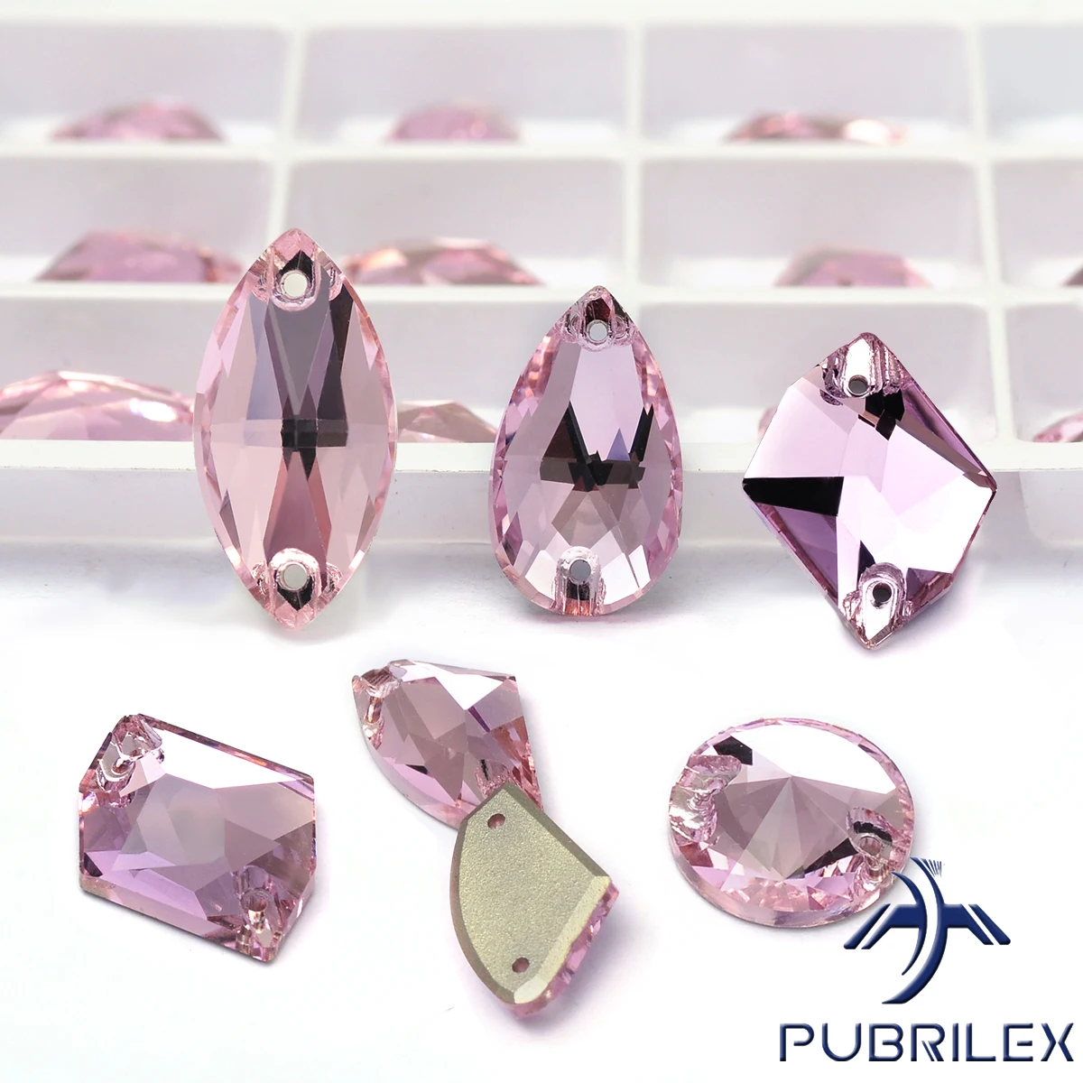 Light Rose K9 Glas zum Aufnähen von Strass-Strasssteinen zum Selbermachen, genähte Glas-Flatback-Kristalle für Kleidungsstücke, Handarbeit, Nähen, Hochzeitskleid – Detail 2