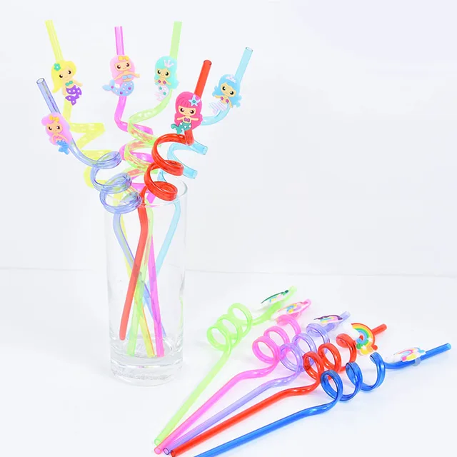 8pcs Cartoon Mermaid Straws Reusable Unicorn Mermaid Plastic Straw Juice  Milkshake Ice Drink Kids Summer Party Decoration Supply - AliExpress