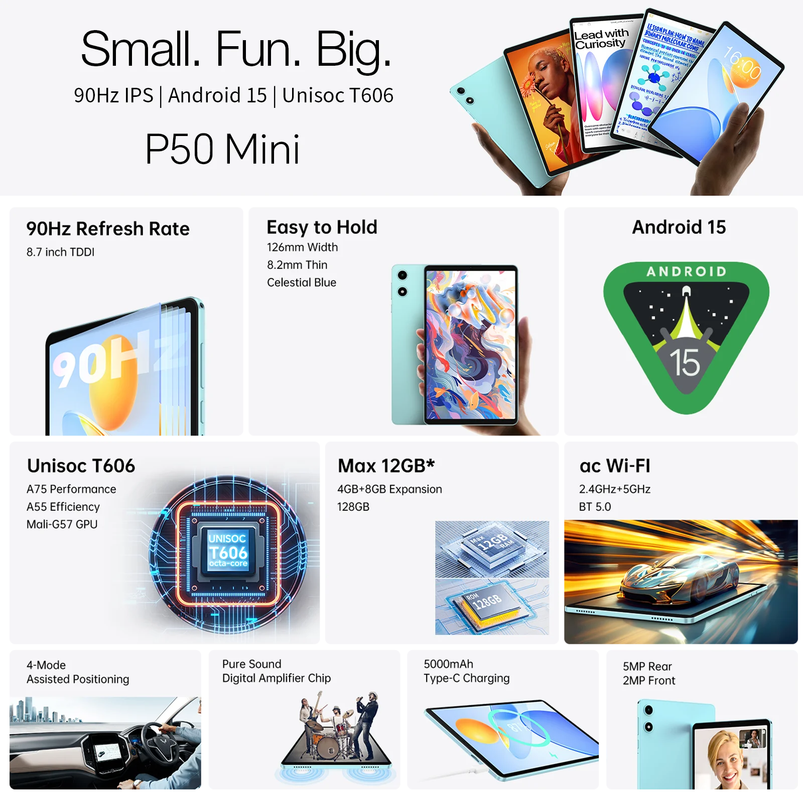 Teclast P50 Mini Tablet Android 15 8.7