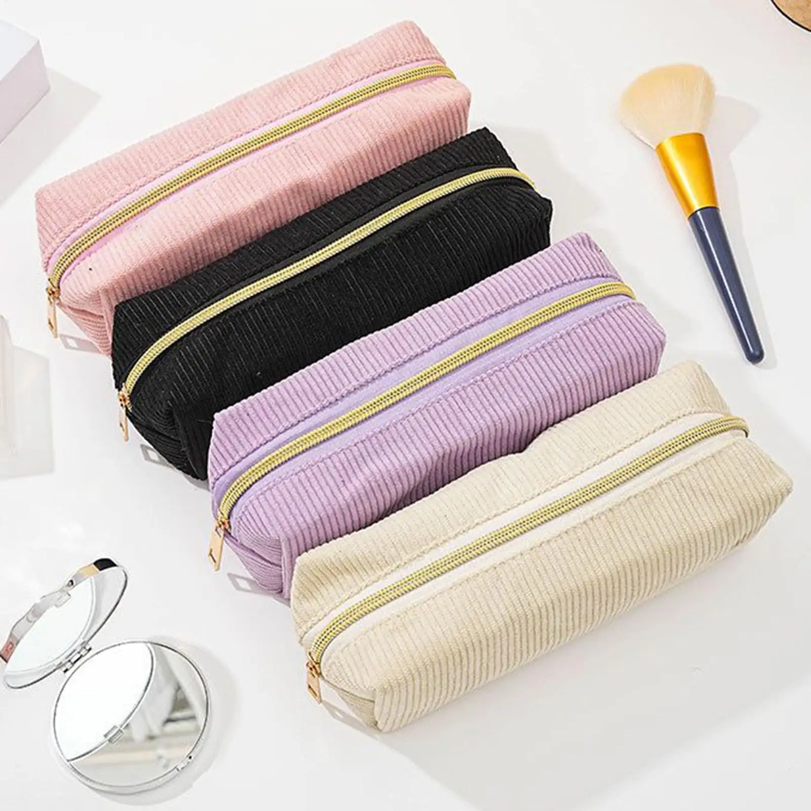 Teen Girl Pencil Case School Pencil Case Corduroy Stationery Pouch Storage Organizer Stationery Supplies Holder for Classroom