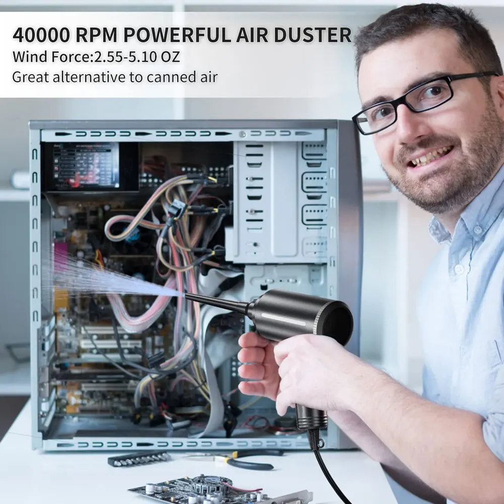 Espanador de ar Elétrico e Bomba de ar Latas de ar Enlatadas para Computador Pclaptop Teclado Cleaner Anéis de Natação em 500w - Imagem 4