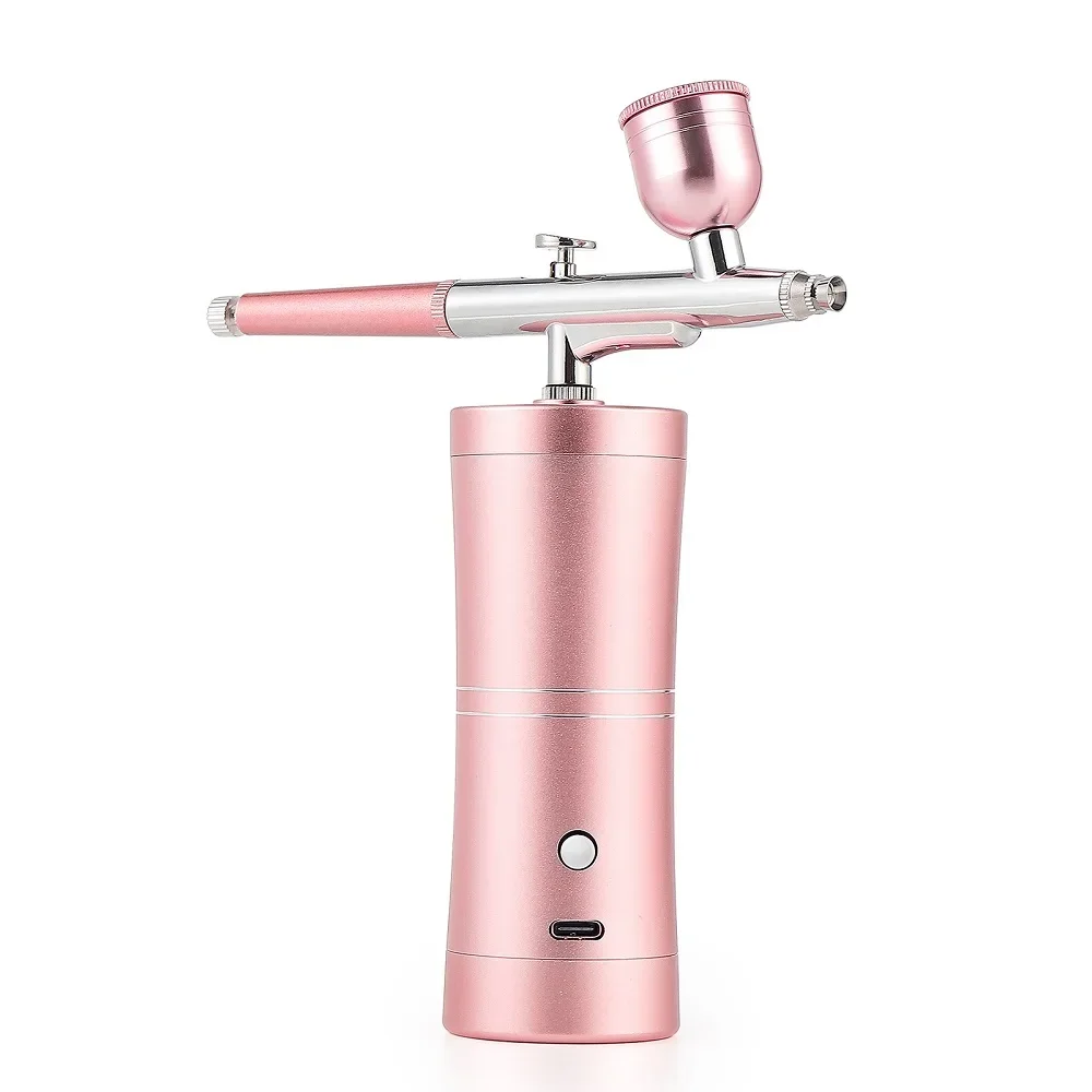 Top 0.3mm Pink Mini Air Compressor Kit Air-Brush Paint Spray Gun Airbrush For Na