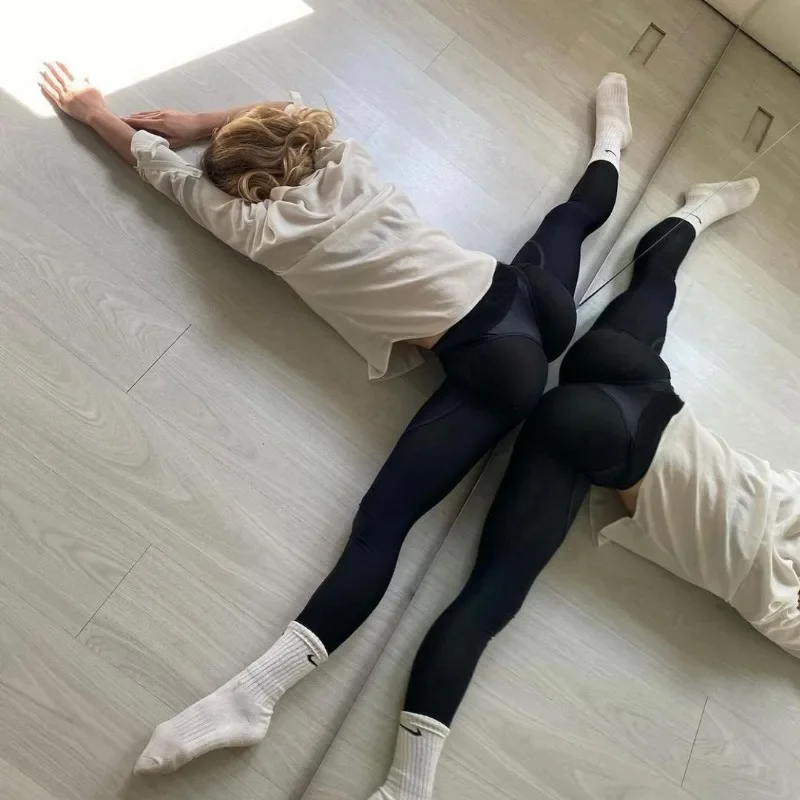 Seamless Spliced Leggings Women Sexy Hip Lift Tights Stretch High Waist Gym Trainning Running Fashion Knit Yoga Sports Leggings