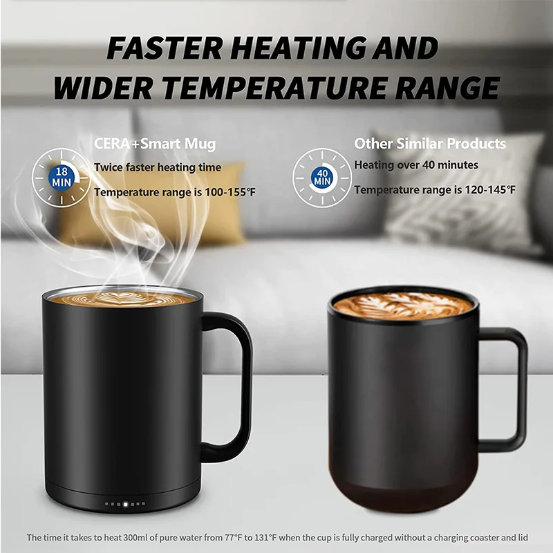 Smart Mug Warmer Set with Mug and Lid Auto Shut Off Heated Mug