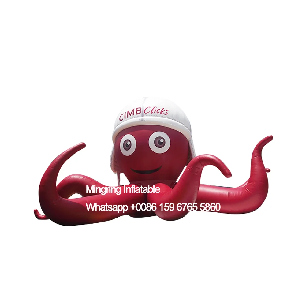 Inflatable Red Octopus and Squid Cuttlefish Model for Event Advertising Mascot