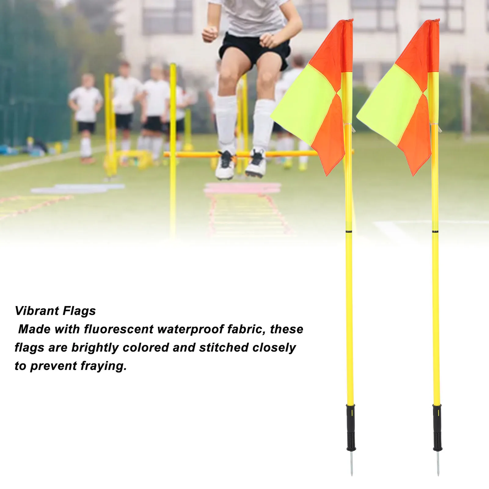 Corner Flags Set for Soccer Field with 4pcs Square Flags 4pcs 2 Section 1.5m Soccer Poles Equipment for Training Outdoor