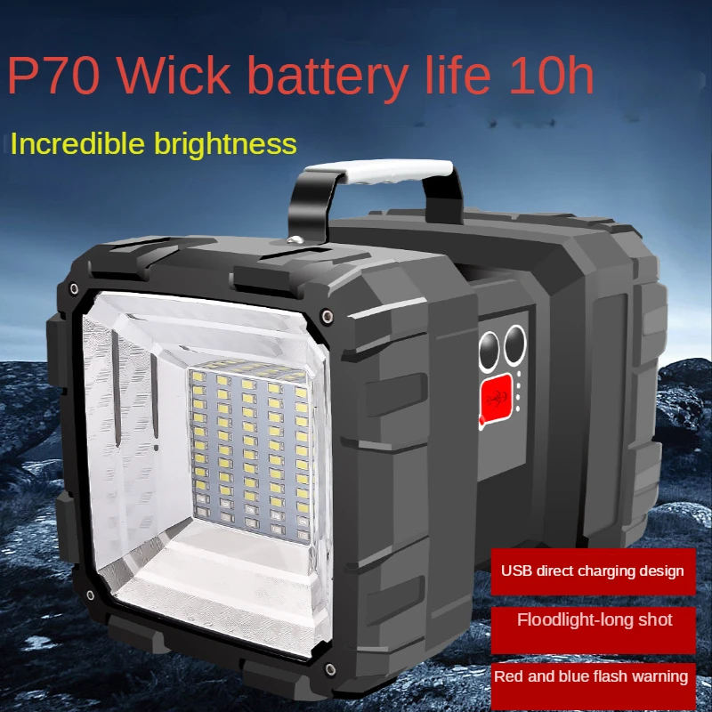 

10000mah Spotlight LED Waterproof USB Rechargeable Double Head Searchlight Handheld Flashlight Work Super Bright Floodling Light