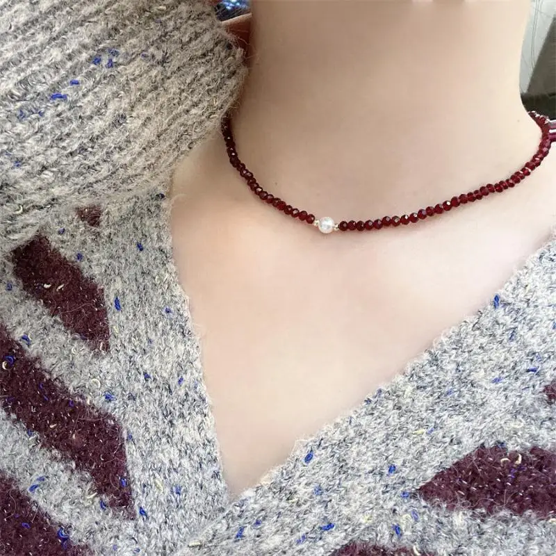 1/3 Stück modische rote schwarze Kristallglasperlen-Halskette mit einzigartigem Design und luxuriösem Gefühl für Schlüsselbeinschmuck – Detail 2