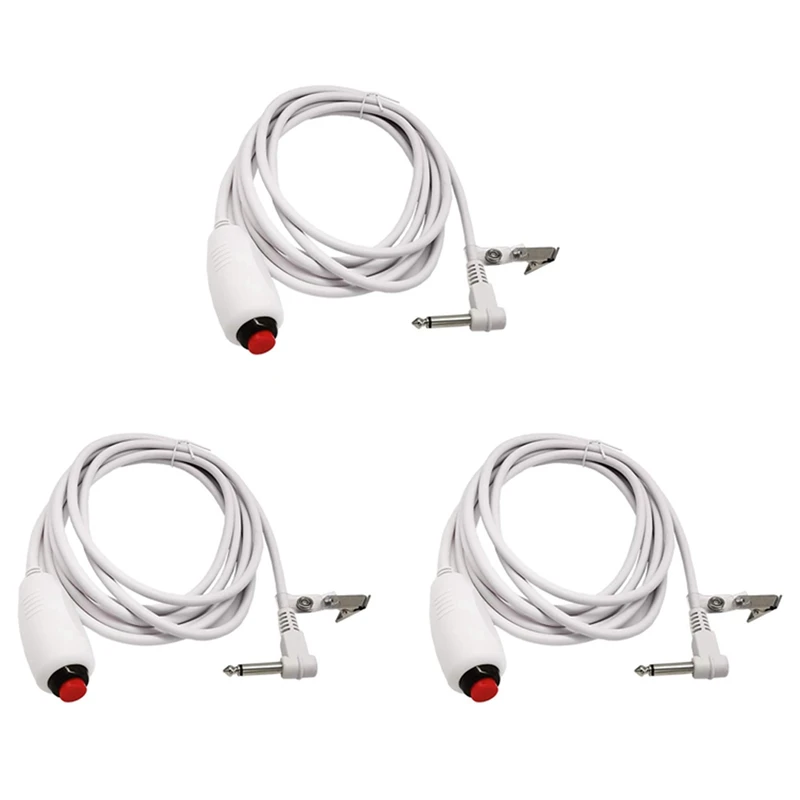 3X Nurse Call Cable 6.35Mm Line Nurse Call Device Emergency Cable With Push Button Switch