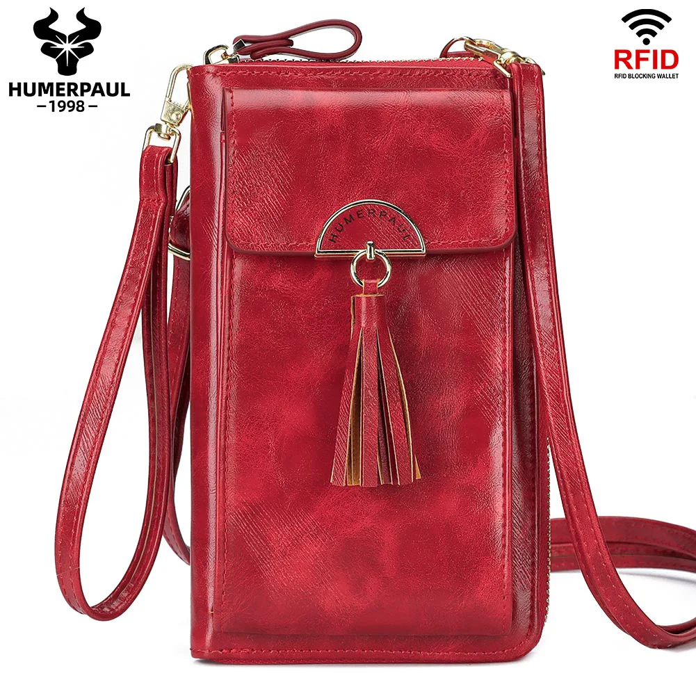 

Soft Leather Small Women Shoulder Bag with Cell Phone Pocket RFID Blocking Female Clutch Card Wallets Fashion Lady Crossbody Bag