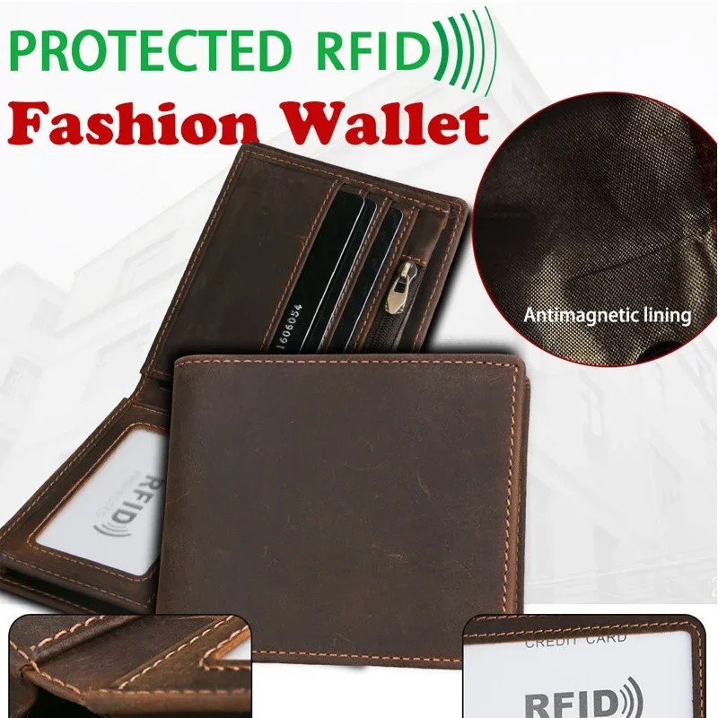 

New Blocking Men Wallets Vintage Cow Genuine Leather Wallet Male Handmade Custom Dollar Price Coin Purse Short Wallet carteira