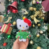 Christmas Hello Kitty Plush Toy Pendant Sanrio KT Cat Christmas Tree Dress Up Doll Keychain Decorative Bag Accessories Xmas Gift 2