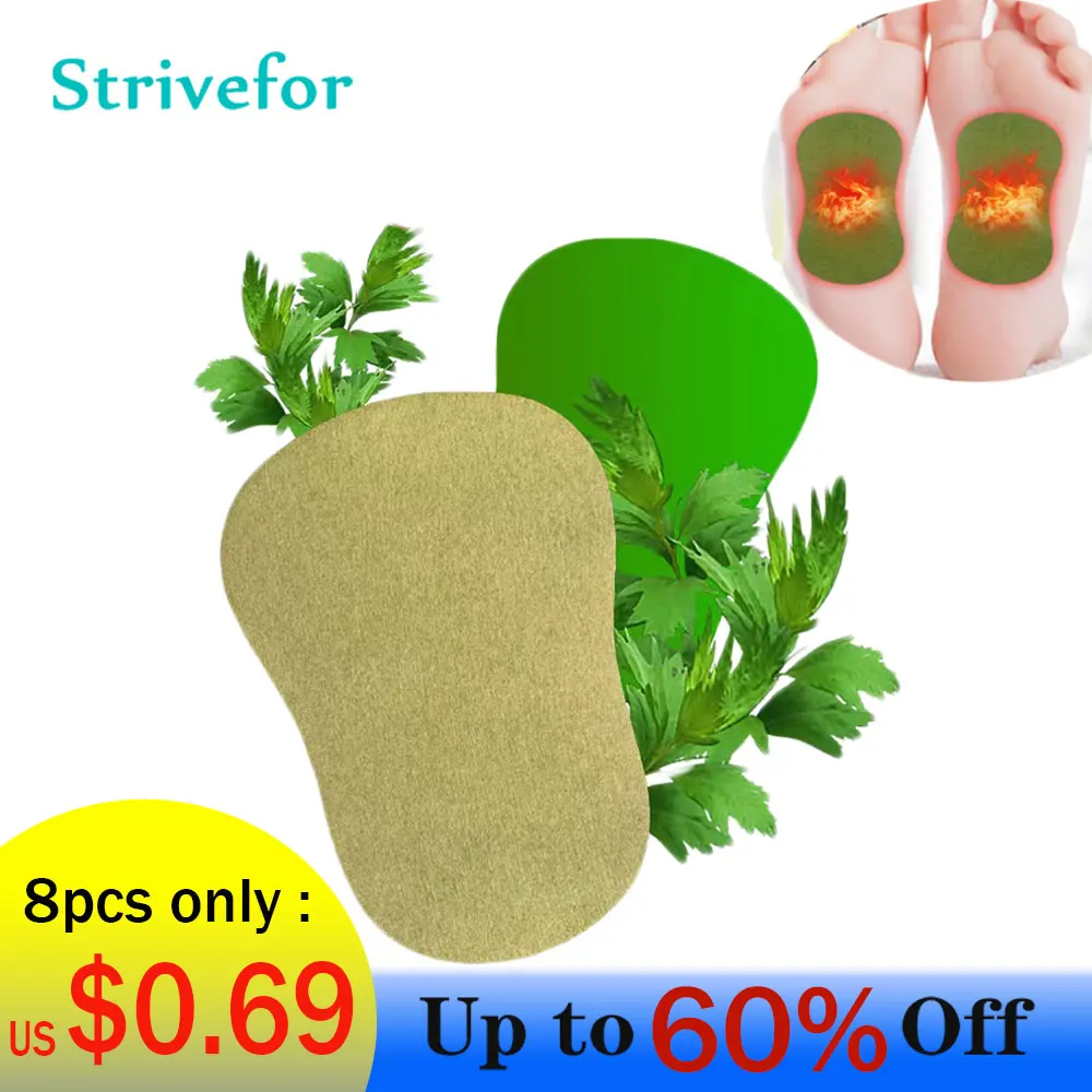 

8pcs Detox Foot Patch Wormwood Heel Fatigue Pain Relieving Plaster Improve Sleep Body Weight Loss Relieve Stress Medical Plaster