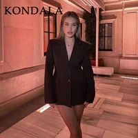 KONDALA 2026 Spring Summer Elegant Valentine‘s Day Suits Fashion Shrug Pockets Blazers Elegant Zipper Skirts Chic Baggy Pants - Image 6