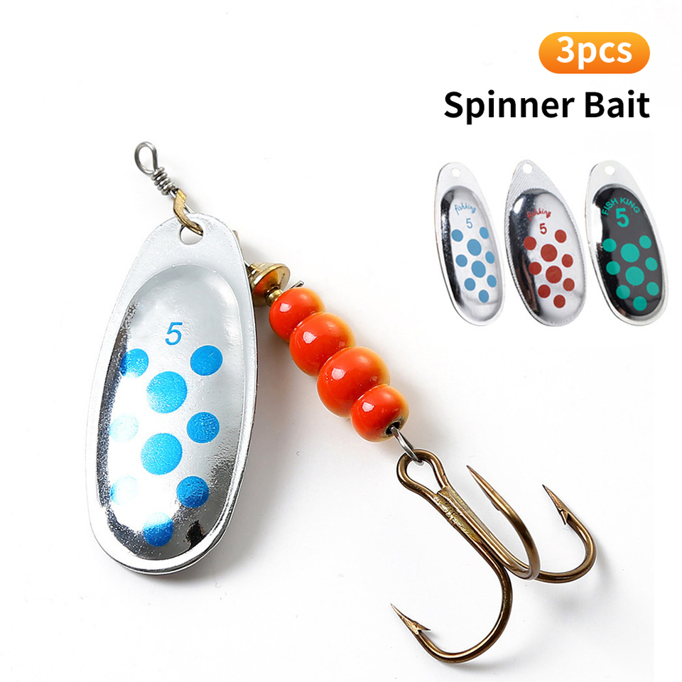 Fishing Lure Spinner Bait  1/3pcs 3.4g/4.2g/6.6g/9.8g/13.2g with Treble Hook Metal Spoon Lure Hard fishing lure Fishing Tackle