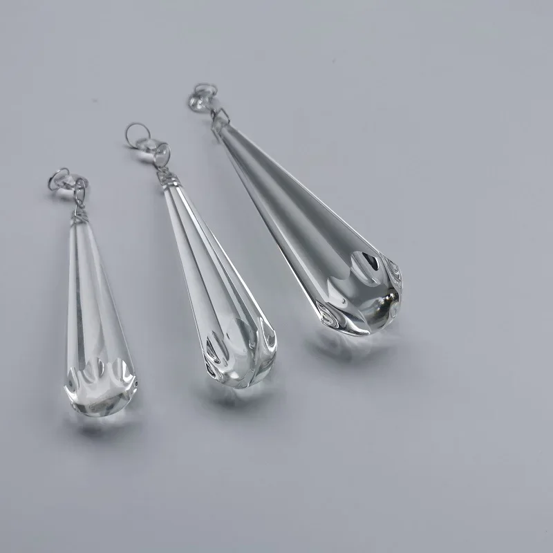 2pcs/lots Clear Microphne Shaped Prism Chandelier Crystal with Octagonal Beads and Rings, Home Curtain Lighting Accessories
