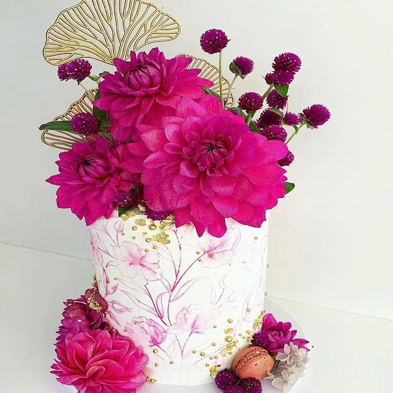 Description Picture 3 of item5pcs Acrylic Gold Ginkgo Leaves Cake Topper Happy Birthday Baking Accessories Party Supplies Decorating Tools