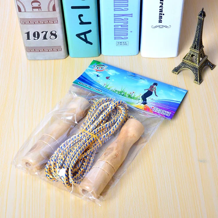Adult Competition Grade Wooden Handle Jump Rope Cotton Cable Exercise Fitness Jump Rope For Children Sports jump rope