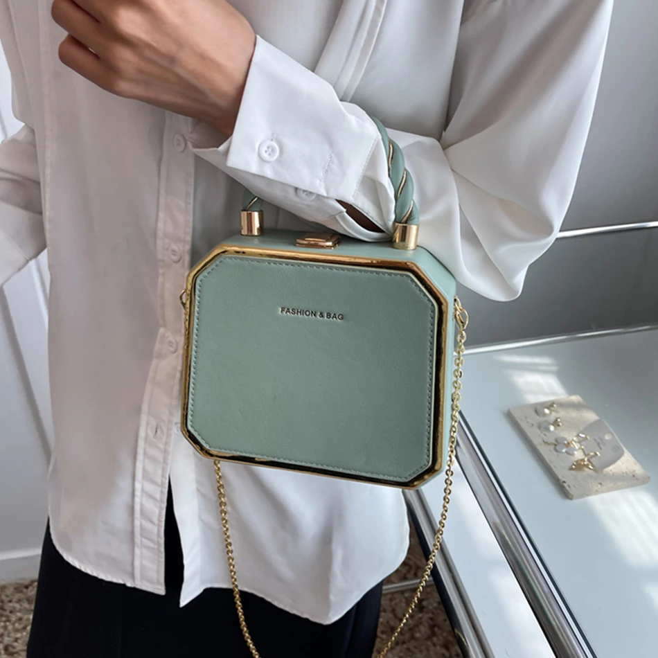 Fashion Box Small Bag for Women Brand 2023 Luxury Chains Handbag with Short  Handle Designer Shoulder Bag Trend PU Leather Purses