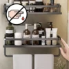 Punch-Free Bathroom Rack Bathroom Shelf Toilet Space Aluminum No Drill Hanging Rack Bathroom Organizer Hang On the Wall 5