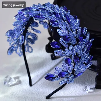 Eleganti accessori per capelli con perline di cristallo Lavoro pesante Fascia da sposa Colorata bordo largo Gioielli per capelli alla moda A165