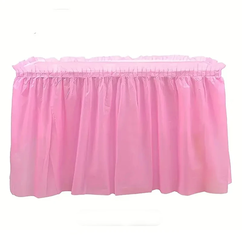 Disposable Table Skirt PEVA Solid Color Tablecloth Waterproof And Oil-proof Holiday Party Wedding Hotel Decoration 2pcs/set