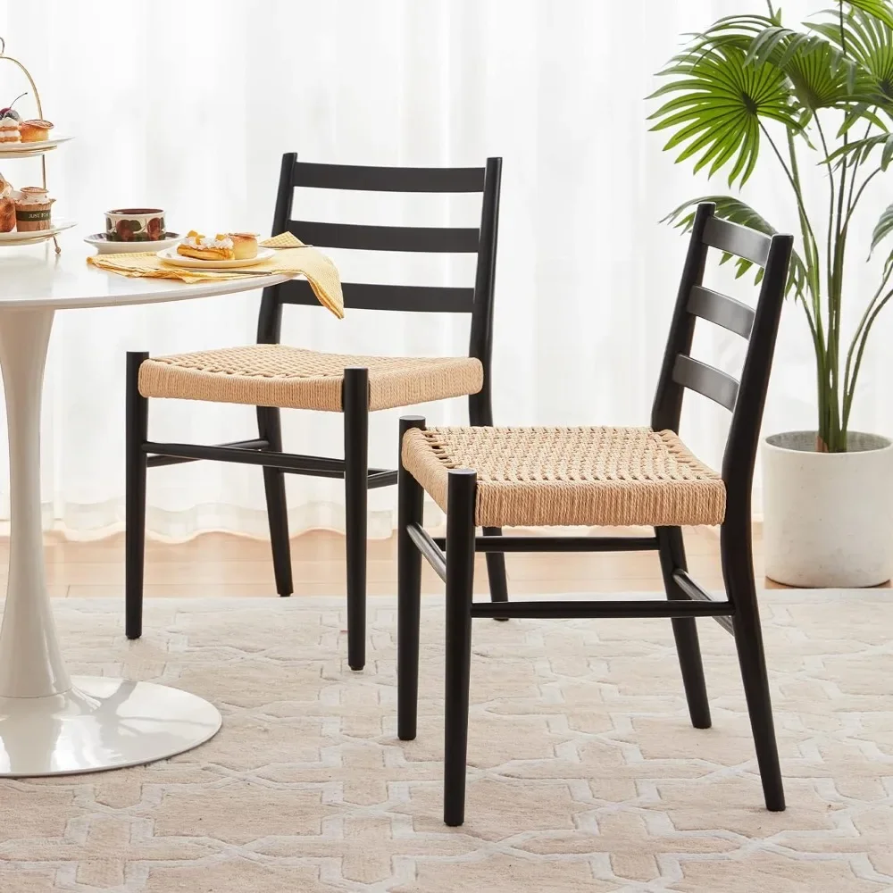 

Dining chairs rattan dining chairs set of 2 with comfortable woven seats, fully assembled, new black