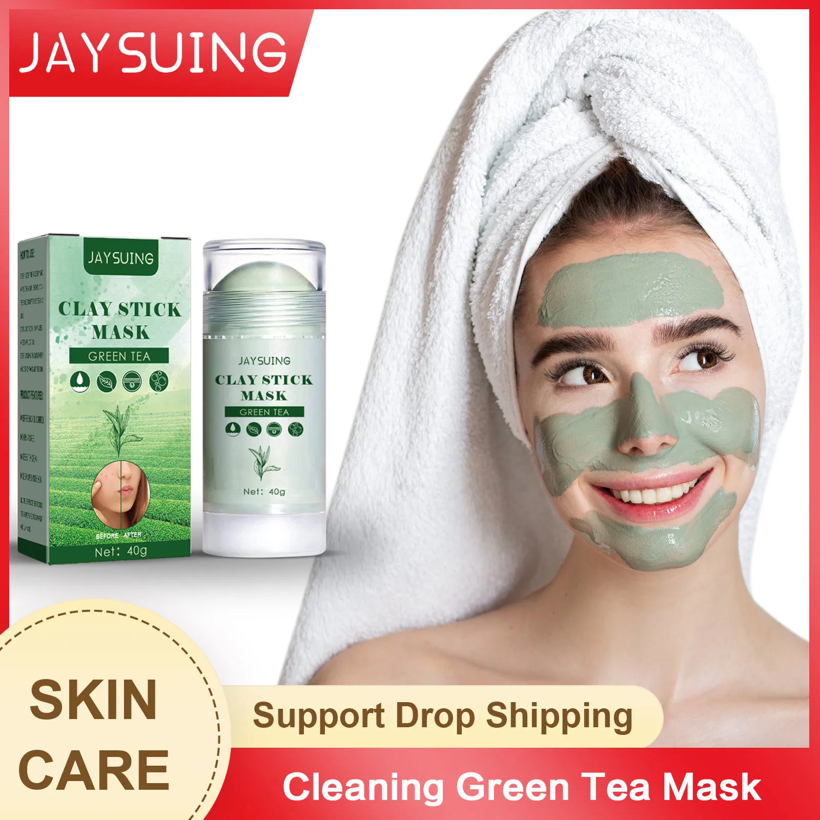 Face Clean Mask Green Tea Cleansing Sticks Remove Blackheads Acne Shrinking Pores Oil Control Moisturizing Refreshing Mud Mask
