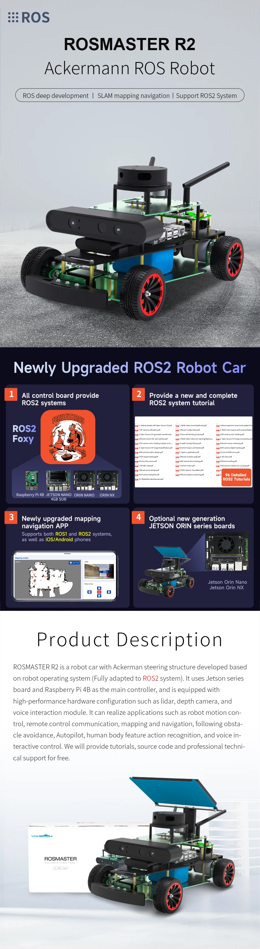 Safcabbced42b4ffa8ea94a4575915d77b Yahboom ROSMASTER R2 ROS2 Robot Programmable Car with Ackermann Structure for Jetson NANO 4GB/Orin NX/Orin NANO/RaspberryPi 4B